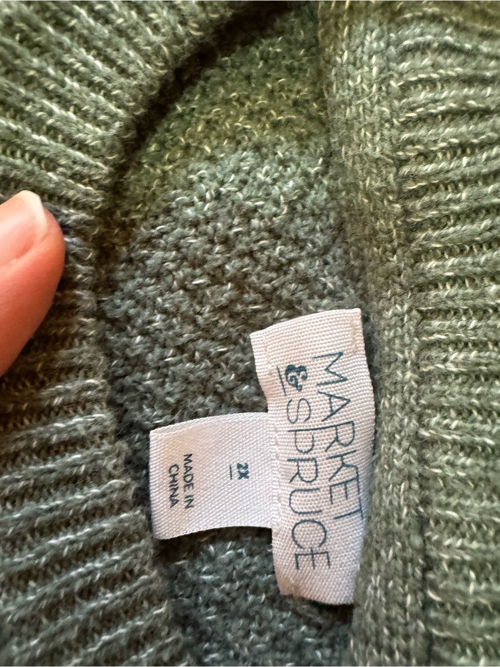 Market & Spruce Sage Green Textured Knit Tunic Sweater 1X Button Shoulder - Picture 4 of 7